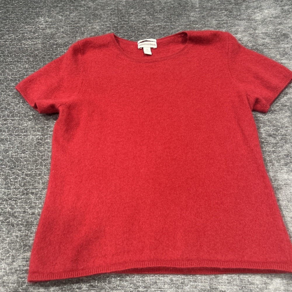 Charter Club Womens 2-Ply Cashmere Short Sleeve Crew Neck Sweater Red Sz M Soft